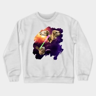 Rabbit vs. Owl Laser Battle in Outer Space Gift Crewneck Sweatshirt